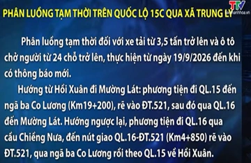 Phân luồng tạm thời trên Quốc lộ 15C qua xã Trung Lý