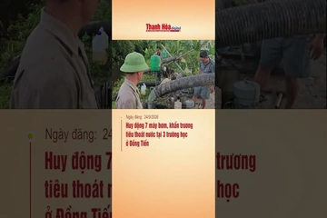 Huy động 7 máy bơm, khẩn trương tiêu thoát nước tại 3 trường học ở Đồng Tiến