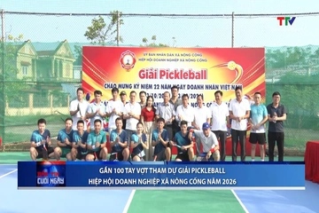 Gần 100 tay vợt tham dự Giải Pickleball Hiệp hội Doanh nghiệp xã Nông Cống