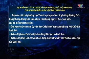 Lịch tiếp xúc cử tri trước kỳ họp thứ Hai, Quốc hội khóa XVI của Đoàn đại biểu Quốc hội tỉnh Thanh Hoá