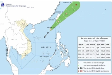 Áp thấp nhiệt đới cách đặc khu Hoàng Sa khoảng 650km