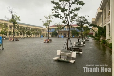 Nhiều trường cho học sinh tạm dừng đến trường do mưa lớn