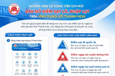 Tra cứu điểm sạt lở, ngập lụt theo thời gian thực trên ứng dụng số Thanh Hóa