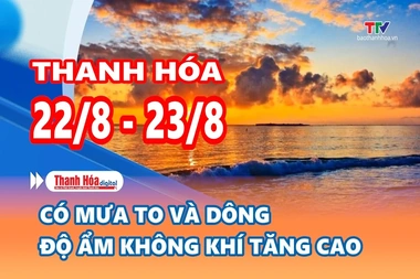 Dự báo thời tiết đêm 22 ngày 23/8: Thanh Hóa tiếp tục có mưa to và dông