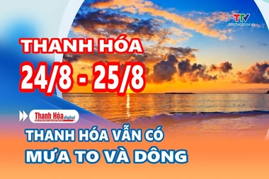 Dự báo thời tiết đêm 24 ngày 25/8: Thanh Hóa vẫn có mưa to và dông