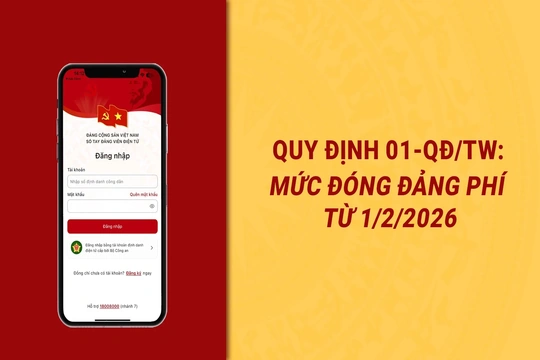 Quy định số 01-QĐ/TW : MỨC ĐÓNG ĐẢNG PHÍ TỪ 01/2/2026
