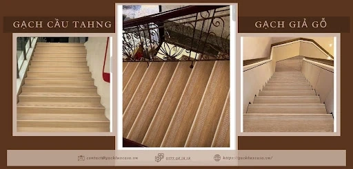Gạch Luxcasa giới thiệu BST gạch cầu thang giả gỗ chống trơn