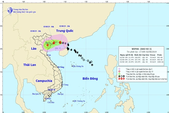 TIN BÃO KHẨN CẤP (CƠN BÃO SỐ 3) CẬP NHẬT 16 giờ ngày 02/8/2019