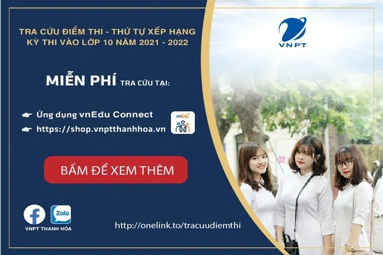 Đã có điểm thi vào lớp 10 THPT năm học 2021 – 2022 trên hệ thống của VNPT Thanh Hóa