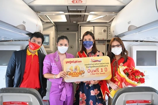 Vietjet khôi  phục thêm hai  đường bay và đạt mốc  vận chuyển  10 triệu hành khách  tại Thái Lan