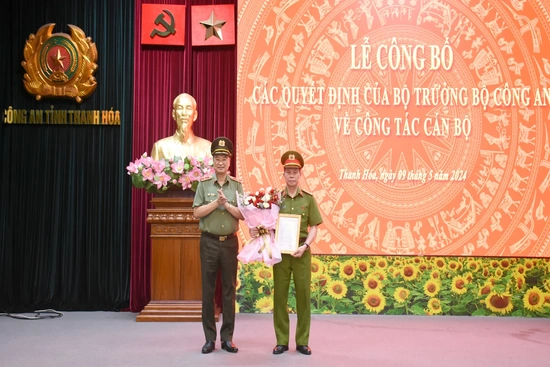 Công an tỉnh công bố các Quyết định về công tác cán bộ