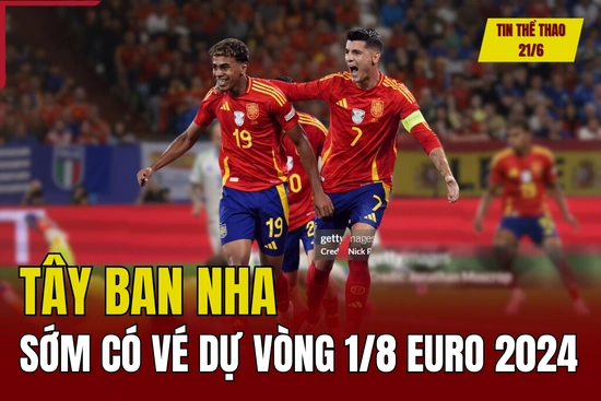 Tin thể thao 21/6: Tây Ban Nha sớm có vé dự vòng 1/8 EURO 2024