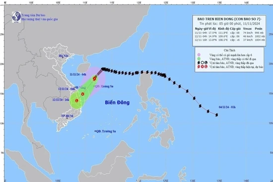 Bão số 7 giảm cường độ, di chuyển theo hướng Tây Nam