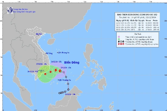 Áp thấp nhiệt đới đã mạnh lên thành bão số 10 năm 2024