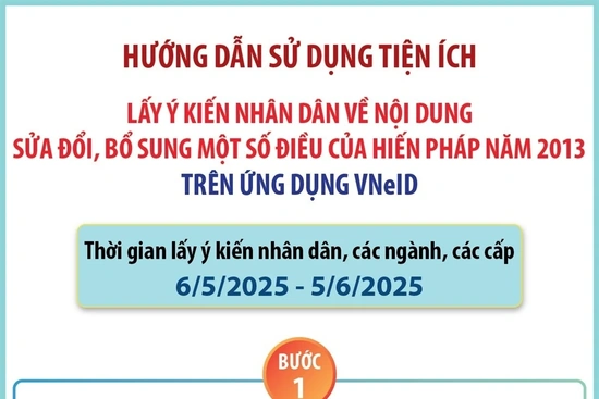 Hướng dẫn 5 bước lấy ý kiến sửa đổi Hiến pháp năm 2013 trên VNeID