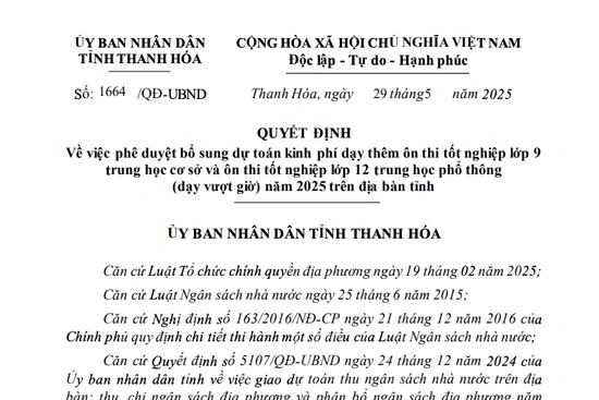 Thanh Hóa phê duyệt kinh phí dạy thêm, ôn thi cuối cấp năm 2025