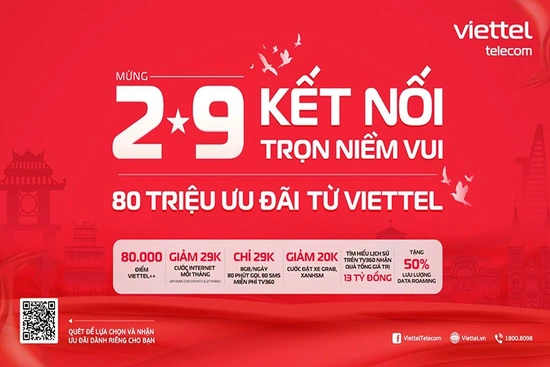Viettel triển khai chương trình với 80 triệu ưu đãi mừng đại lễ 2/9