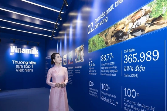 Người dân thích thú trải nghiệm không gian trưng bày của Vinamilk tại triển lãm thành tựu đất nước 80 năm
