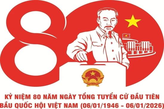 Mẫu biểu trưng chính thức kỷ niệm 80 năm Ngày Tổng tuyển cử đầu tiên