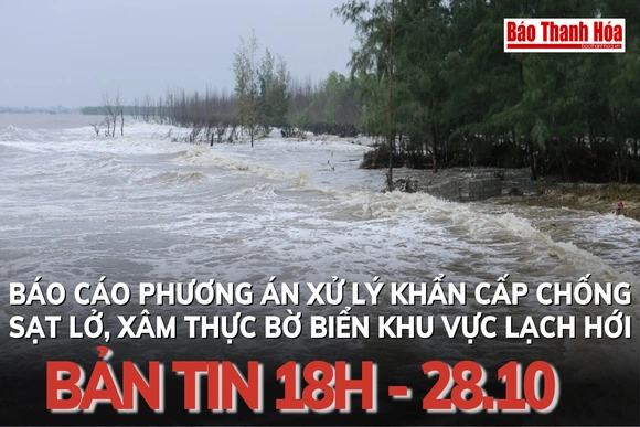Bản tin 18 giờ ngày 28 - 10: Báo cáo phương án xử lý khẩn cấp chống sạt lở, xâm thực bờ biển khu vực Lạch Hới