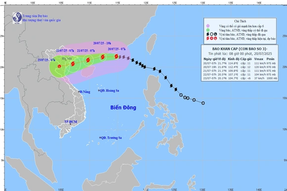 Bão số 3 cách Quảng Ninh - Hải Phòng khoảng 705km về phía Đông