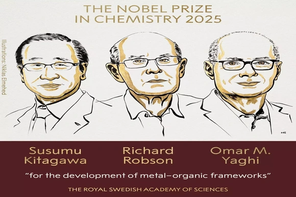3 nhà khoa học giành Giải Nobel Hóa học 2025 nhờ phát triển vật liệu khung kim loại - hữu cơ