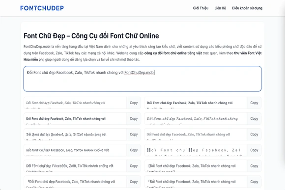 Đổi Font chữ đẹp Facebook, Zalo, TikTok nhanh chóng với FontChuDep.mobi