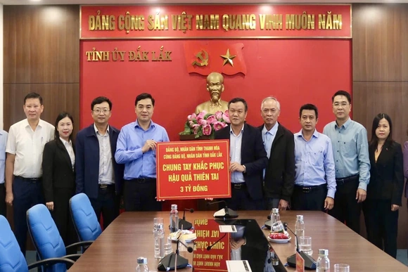 Tỉnh Thanh Hóa hỗ trợ tỉnh Đắk Lắk 3 tỷ đồng khắc phục hậu quả thiên tai