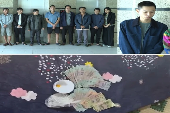 Bắt quả tang 9 đối tượng đánh bạc và tổ chức đánh bạc