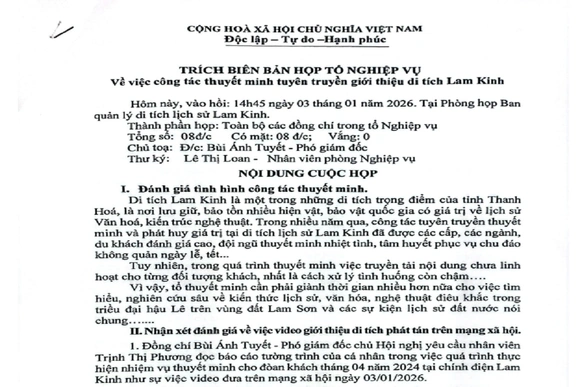 Xử lý nghiêm vụ việc hướng dẫn viên thuyết minh sai tại Di tích Lam Kinh
