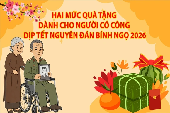 [Infographic] Hai mức quà tặng dành cho người có công dịp Tết Nguyên đán Bính Ngọ 2026