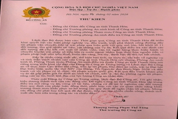 Triệt phá đường dây vận chuyển tiền tệ trái phép, Công an Thanh Hóa được lãnh đạo Bộ Công an gửi Thư khen