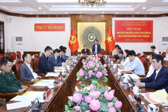 Công bố quyết định kiểm tra, giám sát của Bộ Chính trị, Ban Bí thư đối với Ban Thường vụ Tỉnh ủy Thanh Hóa