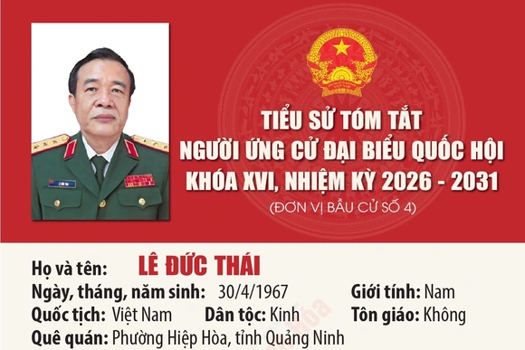 [Infographics] Tiểu sử ứng cử viên Đại biểu Quốc hội khóa XVI Lê Đức Thái