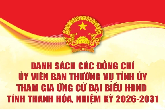 [Infographics] Danh sách các đồng chí Ủy viên Ban Thường vụ Tỉnh ủy tham gia ứng cử đại biểu HĐND tỉnh Thanh Hóa, nhiệm kỳ 2026-2031