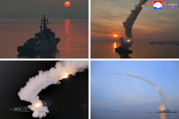 Nhà lãnh đạo Triều Tiên giám sát thử tên lửa hành trình từ tàu khu trục giữa lúc Hàn Quốc - Mỹ tập trận