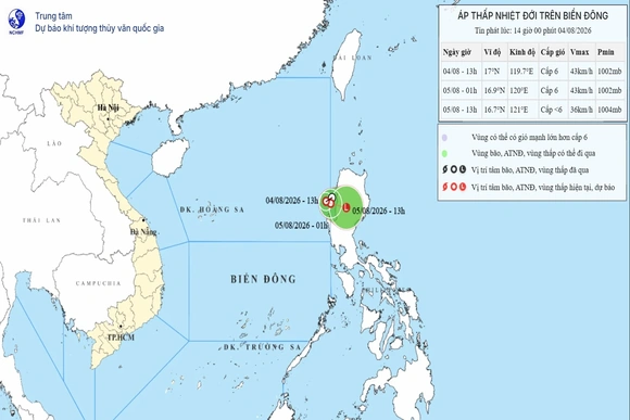 Dự báo áp thấp nhiệt đới không ảnh hưởng đến vùng ven biển và đất liền Việt Nam