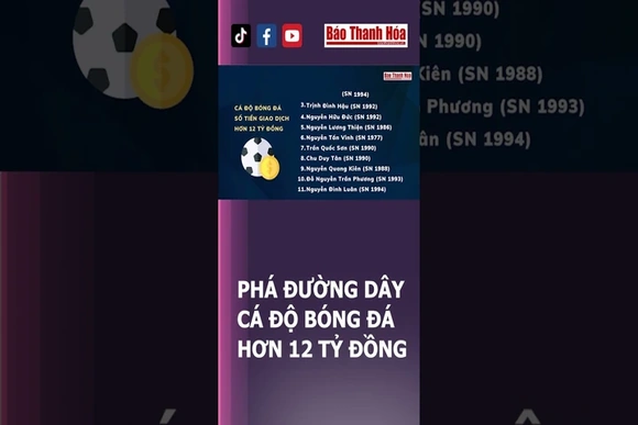 PHÁ ĐƯỜNG DÂY CÁ ĐỘ BÓNG ĐÁ HƠN 12 TỶ ĐỒNG | Báo Thanh Hóa