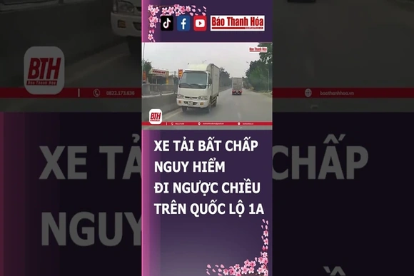 XE TẢI ĐI NGƯỢC CHIỀU TRÊN QUỐC LỘ 1A BẤT CHẤP NGUY HIỂM| Báo Thanh Hóa