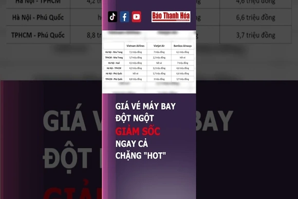 GIÁ VÉ MÁY BAY ĐỘT NGỘT GIẢM SỐC NGAY CẢ CHẶNG “HOT” | Báo Thanh Hóa