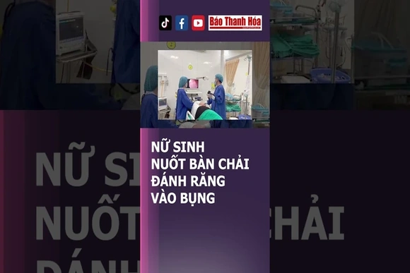 NỮ SINH NUỐT BÀN CHẢI ĐÁNH RĂNG VÀO BỤNG #thanhhoa #baothanhhoa #nuot #banchaidanhrang