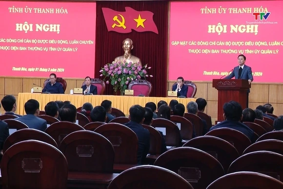 Ban Thường vụ Tỉnh uỷ gặp mặt cán bộ được điều động, luân chuyển