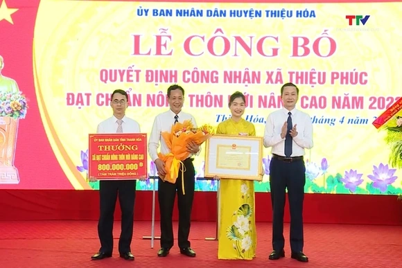 Xã Thiệu Phúc, huyện Thiệu Hoá đạt chuẩn nông thôn mới nâng cao