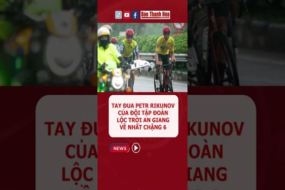 Tay đua Petr Rikunov của đội Tập đoàn Lộc Trời An Giang về nhất chặng 6