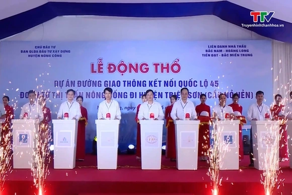 Khởi công dự án đường giao thông kết nối Quốc lộ 45 từ thị trấn Nông Cống đi huyện Triệu Sơn
