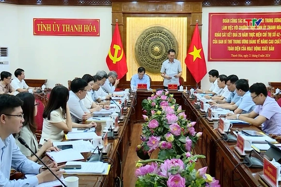 Phó Bí thư Tỉnh uỷ Trịnh Tuấn Sinh làm việc với đoàn công tác Ban Tuyên giáo Trung ương