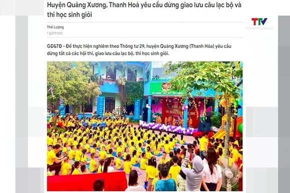 Quảng Xương: Dừng giao lưu câu lạc bộ và thi học sinh giỏi