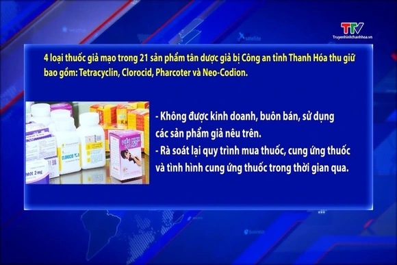 Bộ Y tế công bố 4 loại thuốc giả mạo trong 21 sản phẩm tân dược giả bị Công an tỉnh Thanh Hóa thu gi
