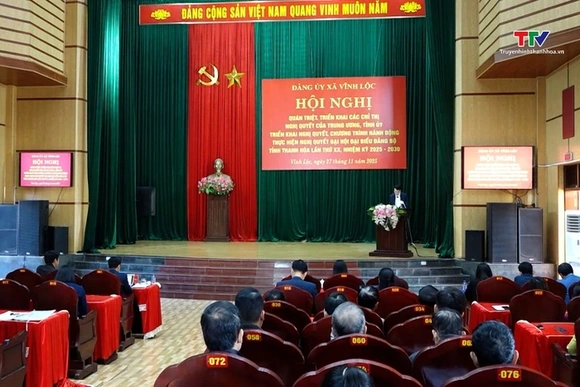 Xã Vĩnh Lộc tổ chức hội nghị quán triệt, triển khai các chỉ thị, nghị quyết của Trung ương và Tỉnh ủ