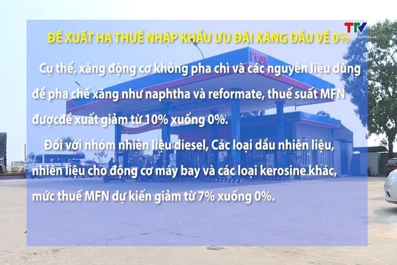 Đề xuất hạ thuế nhập khẩu ưu đãi xăng dầu về 0%
